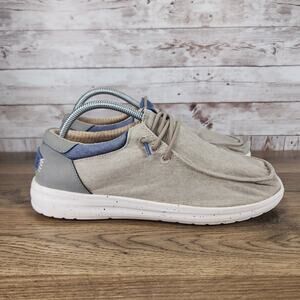 Hey Dude Paul Washed Doeskin Tan Blue Men's Slip On Casual Boat Shoes Size 8
